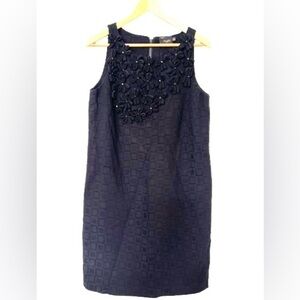 Vintage Just Taylor Black Floral Embellished Sleeveless Shift Dress. Size 12